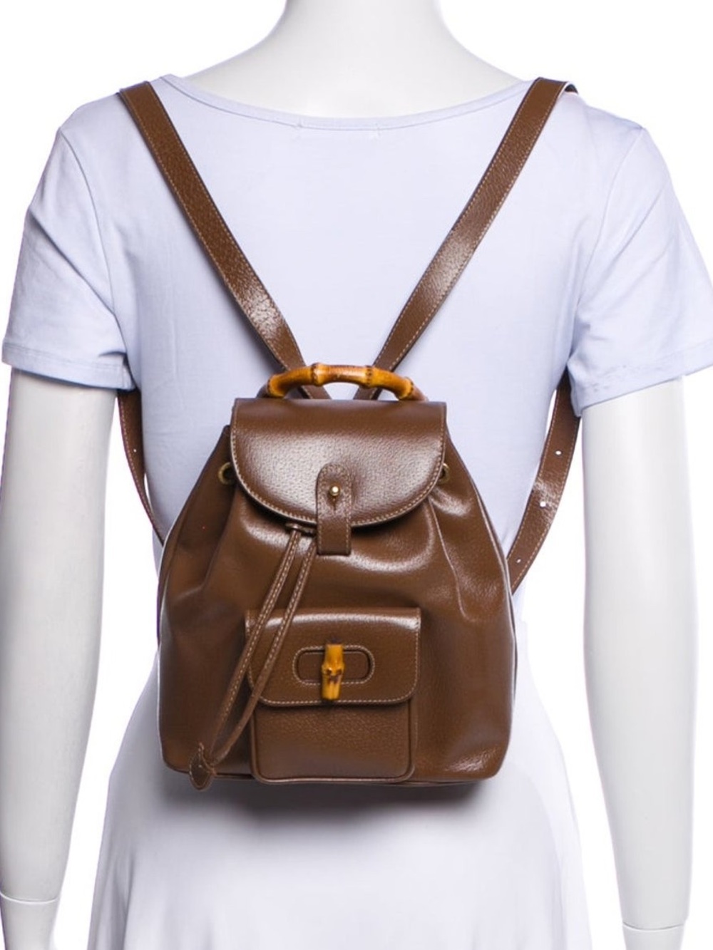 Gucci Brown Leather Mini Backpack with Bamboo Handle